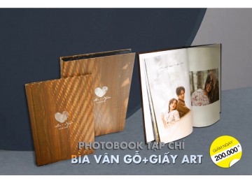 Ưu đãi đặc biệt PHOTOBOOK TẠP CHÍ - BÌA VÂN GỖ ÉP KIM - SIZE LỚN 30x45 CM